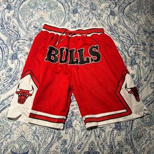Just Don red Chicago bulls shorts really good for basketball or to hang out